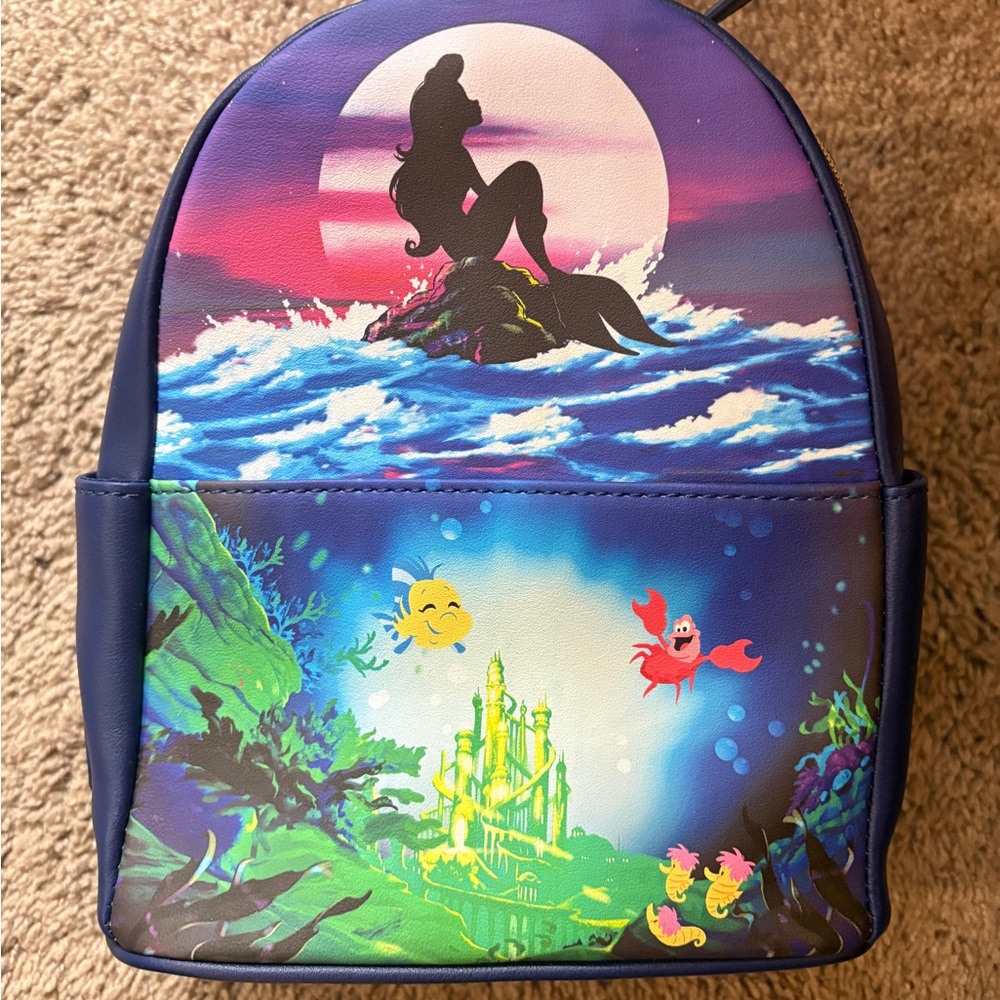 Loungefly Ariel Silhouette Mini Backpack in Blue, Purple, Pink